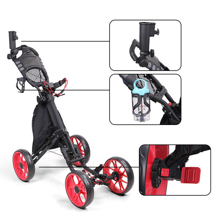Experience the Ease of Golfing with the Foldable Four-Wheel Golf Trolley
