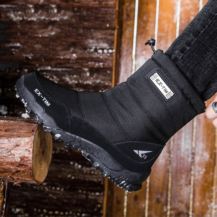 Men's Waterproof Snow Ski Ankle Hiking Boots Fleece-Lined